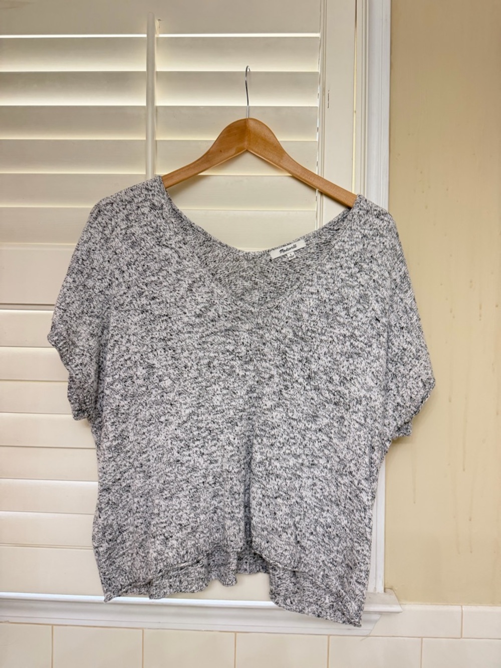 Madewell Heathered Gray Short Sleeve Knit Top